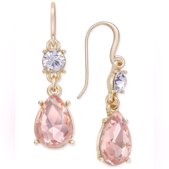 Charter Club Pink and Rose Gold-Tone Dangle Drop Earrings w/ Diamond rhinestone - Picture 1 of 1